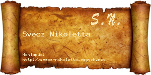 Svecz Nikoletta névjegykártya